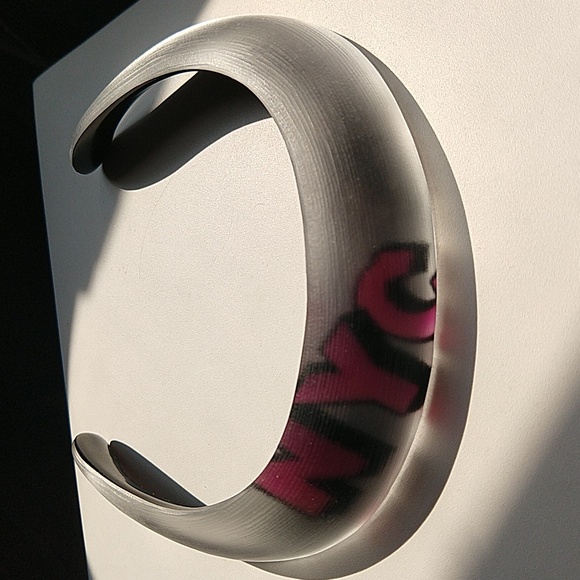 Alexis Bittar Jewelry - Rare Alexis Bittar graffiti necklace pink NYC collar new York city lucite